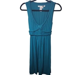 Max Studio Teal Green Pullover Deep V-Neck Dress Size XS